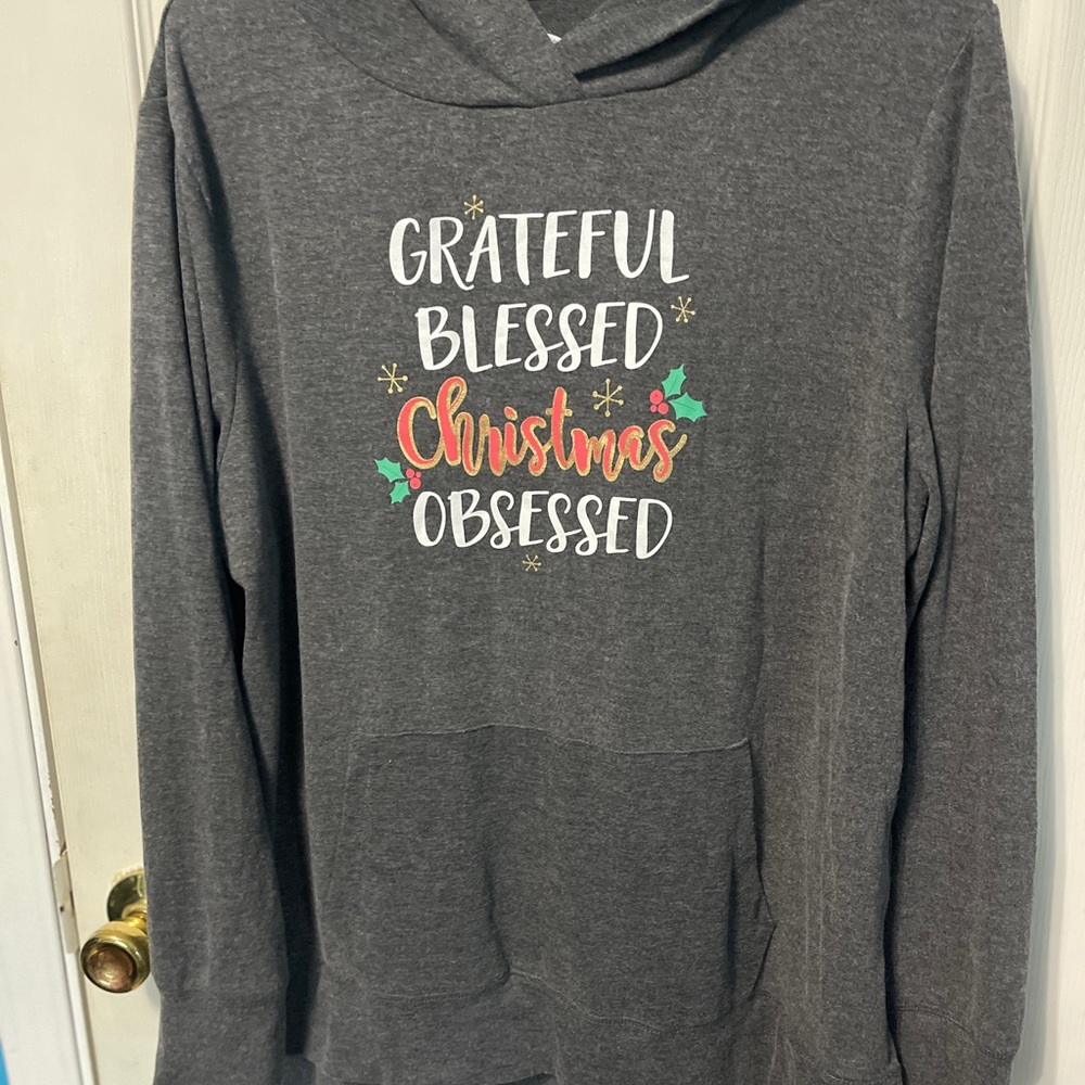 Holiday Time Charcoal Christmas Cowl Neck Sweater